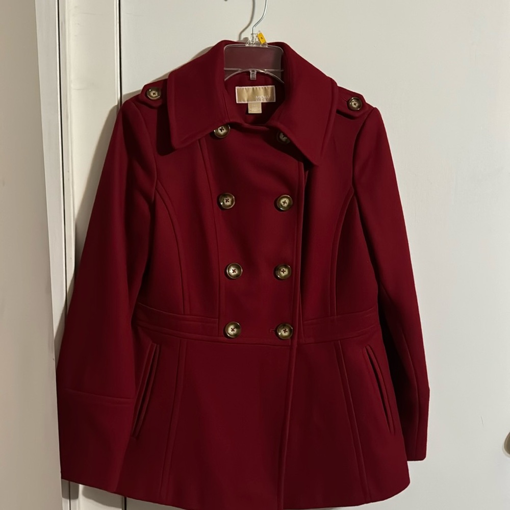 Michael Kors red peacoat deep cherry red size S